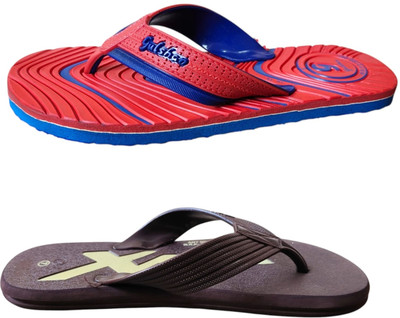 DEEPAKTRADERS Men Slippers(Red, Brown , 7)