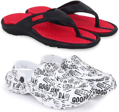 Kapani Fashion Men Slippers(Red, White , 7)