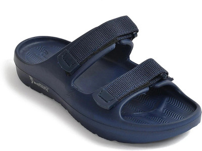 Smoothlite Men Ultra Soft Slipper with Velcrow, Adjustable Strap, Anti Slip, Daily Usage Slides(Navy , 7)