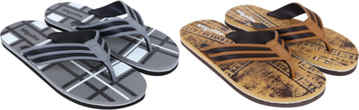 MIGOLITE Men Flip Flops(Tan, Grey , 6)