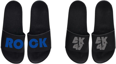 nvisan Men Slides(Grey, Blue, Black , 8)
