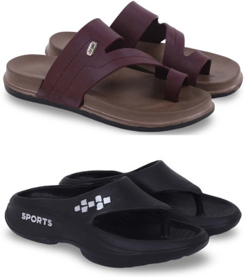 Kapani Fashion Men Slippers(Maroon, Black , 8)