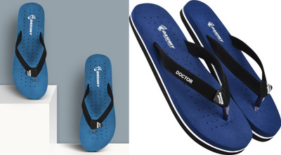 DASHNY Women Flip Flops(Navy, Blue , 3)