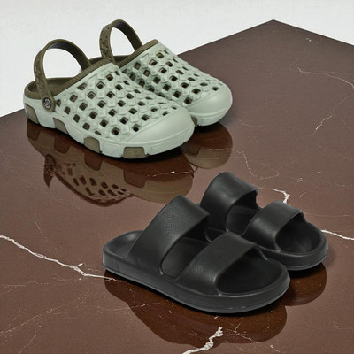 Acorn Men Slides(Olive, Black , 7)