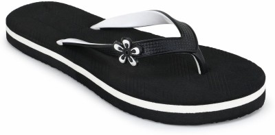 TWO SOFT Women Flip Flops(Black , 8)