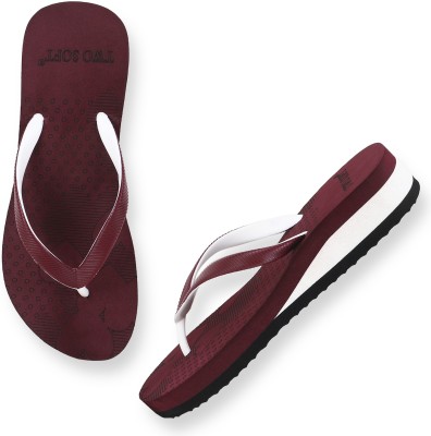 TWO SOFT Women Stylish Women Slippers Lightweight Comfort Fancy Flip Flops For women& Girls Slippers(Maroon , 7)