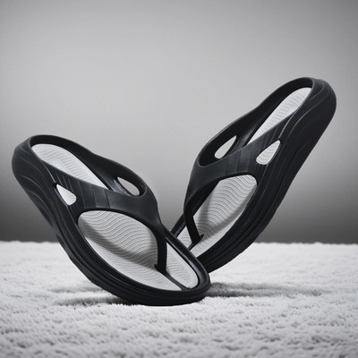 CANTABIL Men Flip Flops(Black, Grey , 6)