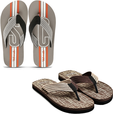 VAHMAH Men Slippers(Grey, Brown , 10)