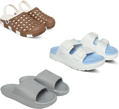 Acorn Men Slides(Brown, Blue, Silver, White , 8)