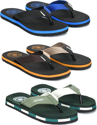 Stepsoft Men Slippers(Blue, Brown, Green , 9)