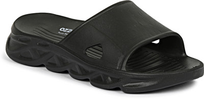 OZZOH Men Slides(Black , 8)