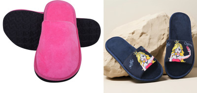 Y key Women Flip Flops(Pink, Navy , 6)