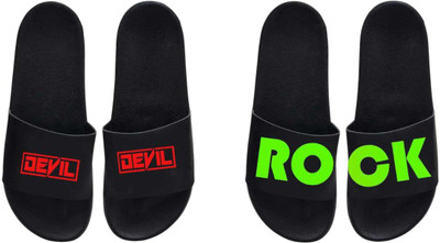 nvisan Men Slides(Red, Green, Black , 9)