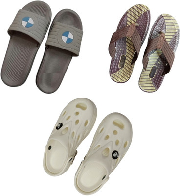 BLIBBERS Men Slippers(Grey, Brown, White , 9)