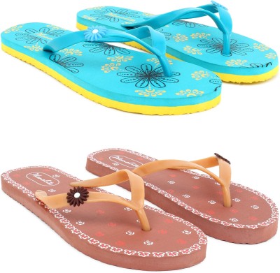 Phonolite Women Womens Casual comfort stylish trending combo slippers (Pack of 2) Flip Flops(Multicolor 6)