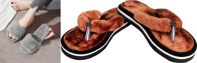 rexizone Women Flip Flops(Brown, Grey , 6)