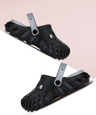 BERSACHE Men Slides(Black, Grey , 9)