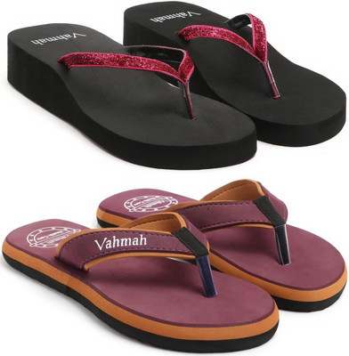 VAHMAH Women Slippers(Maroon, Maroon , 4)