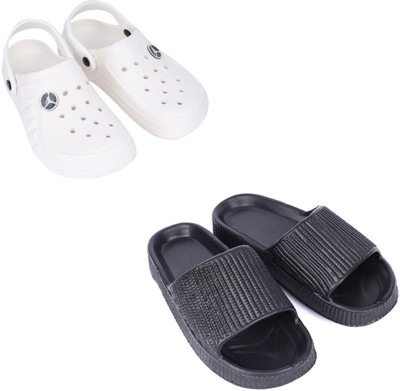 Rome Hunters Men Flip Flops(White, Black , 7)