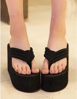 rexizone Women Flip Flops(Black , 7)