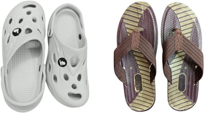 BLIBBERS Men Slippers(Off White, Brown , 7)