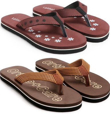 VAHMAH Women Slippers(Maroon, Brown , 7)