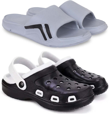 Pampy Angel Men Slippers(Grey, Black , 9)