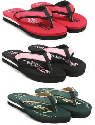 zebio Women Slippers(Red, Black, Black, Pink, Green, Yellow , 5)