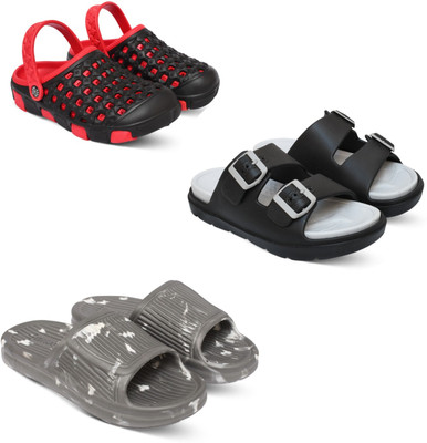 Acorn Men Slides(Red, Grey, Grey , 9)