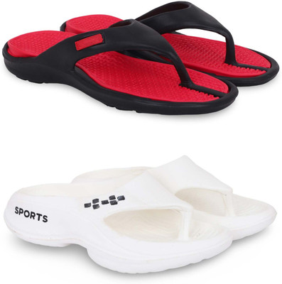 KAPYANSH Men Slippers(Red, White , 8)