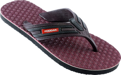 PODDAR Men Flip Flops(Maroon , 9)