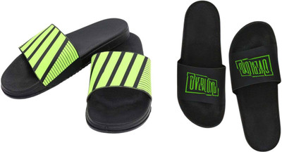 nvisan Men Slides(Green, Black , 9)