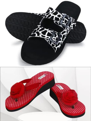 SUMISTI FASHION Women Slippers(Black , 6)