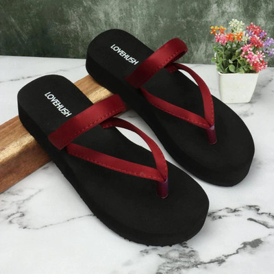 LoveHush Women Slippers(Maroon , 8)