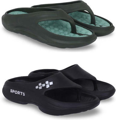 Kapani Fashion Men Slippers(Green, Black , 7)