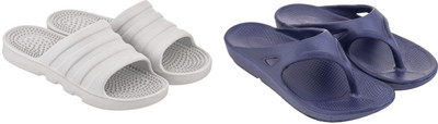 SoleSaga Men Slippers(Blue, White , 6)