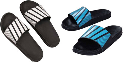 nvisan Men Slides(Blue, Grey, Black , 6)