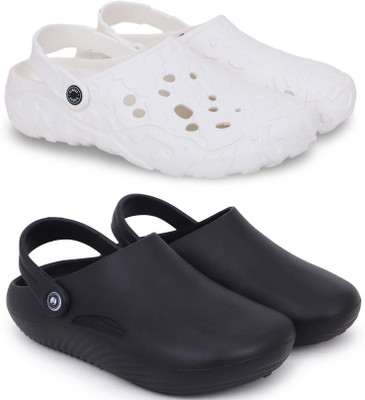 Kapani Fashion Men Clogs(White, Black , 6)