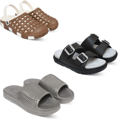 Acorn Men Slides(Brown, Grey, Grey , 7)