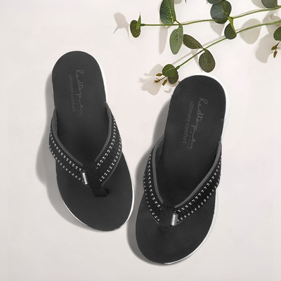 RED TAPE Women Flip Flops(Black , 7)