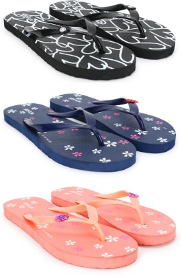 Cordmans Women 3 Pairs|EVA|Ultralightweight|Premium|Comfort|All Seasons Trendy|Women Slippers Flip Flops(Black, Navy, Pink , 6)