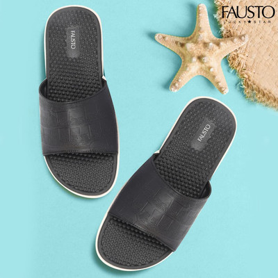 FAUSTO Men Slides(Black , 9)