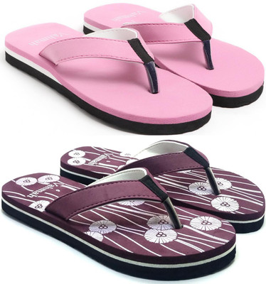 VAHMAH Women Slippers(Pink, Maroon , 7)