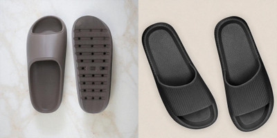 Shoepro Men Slides(Black, Grey , 10)