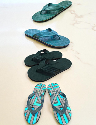 Mikro Men Slippers(Green, Green, Blue , 9)