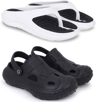 Kapani Fashion Men Slippers(White, Black , 9)