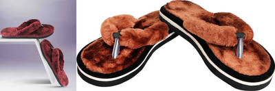 rexizone Women Flip Flops(Brown, Maroon , 3)