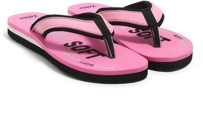 zebio Women Slippers(Pink, Black , 5)