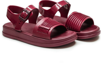 asian Women Flip Flops(Maroon , 8)