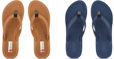 KOMOPT Women Slippers(Blue, Brown , 8)